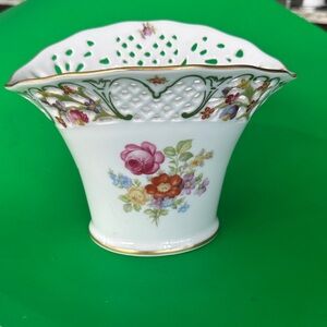vintage Floral Porcelain Vase  by Shumann with Gold Trim.Made in Germany  #41